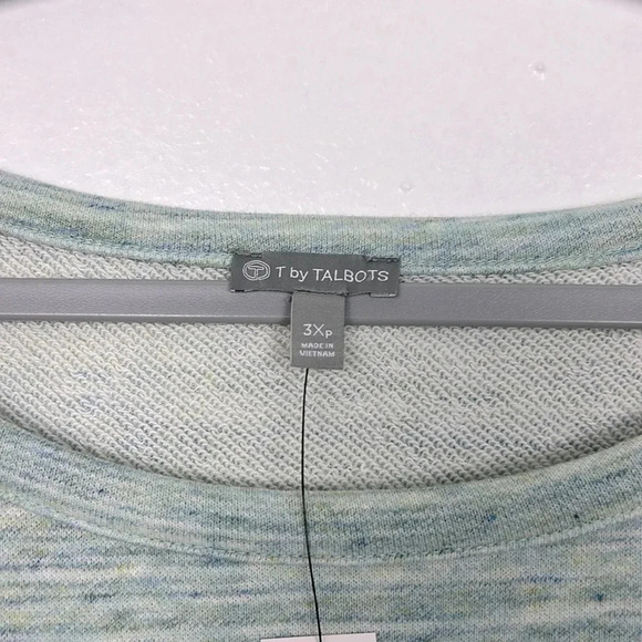 T By Talbots NEW Women’s 3XP Heathered Cold Shoulder 3/4 Sleeve Sweatshirt - Picture 3 of 7